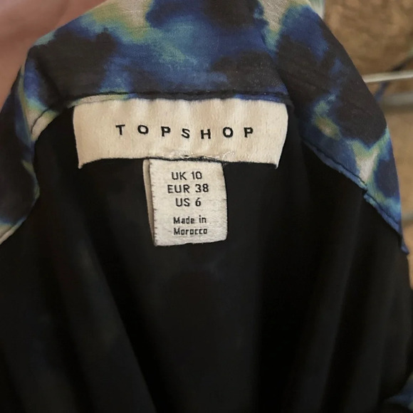 Topshop Frill Bardot Tie Off Shoulder Animal Print Mini Dress NWOT Size 10 - Picture 4 of 5